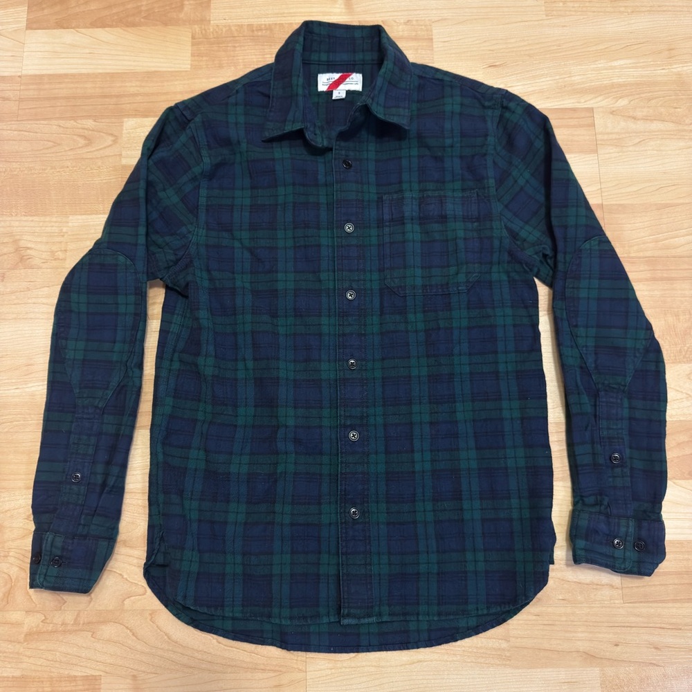 Men's Best Made Co Tartan Plaid Wool Button Up Shirt - Size Small (Blue/Green)